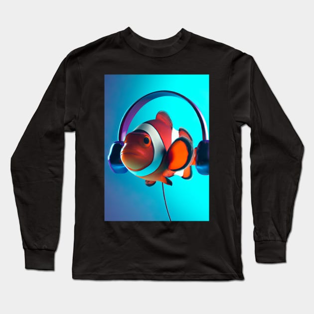 Clownfisch Headphones Long Sleeve T-Shirt by maxcode